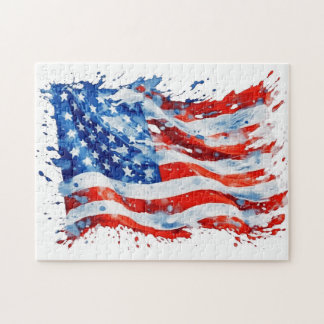 Puzzle American Flag USA Watercolor 4 juillet