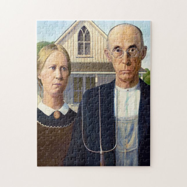 Puzzle American gothique classique peinture Grant Wood (Vertical)