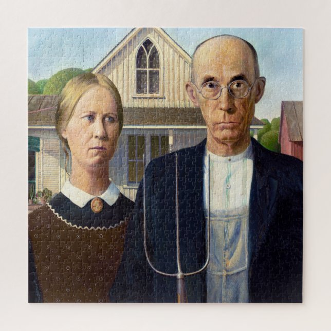 Puzzle American gothique classique peinture Grant Wood (Vertical)