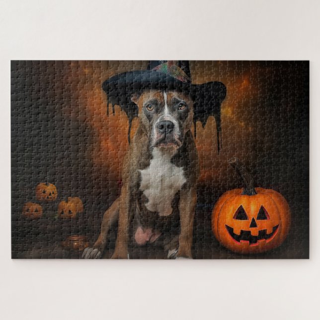 Puzzle American Staffordshire Citrouille Halloween effray (Horizontal)