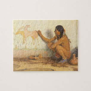 Puzzle Amérindien vintage, artiste indien par souris