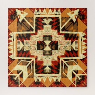 Puzzle Amérindien, Vintage Tirée À La Main Abstraite.