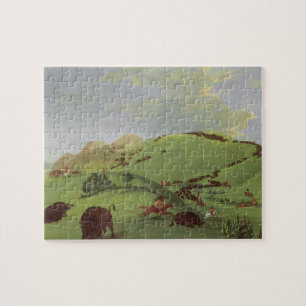 Puzzle Amérindiens d'époque, Buffalo Chase par Catlin