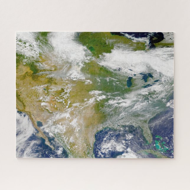 Puzzle Amérique Du Nord Avec Fumée Visible Dans Les Endro (Horizontal)