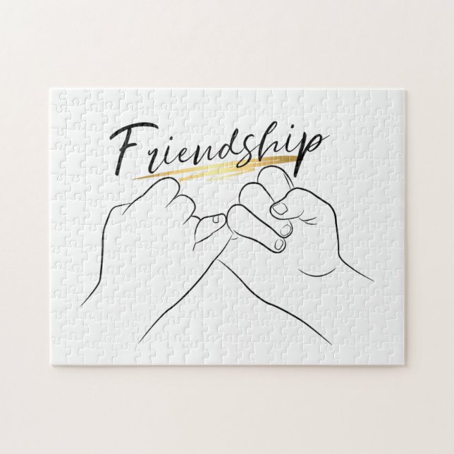 Puzzle Amitié Pinky Promise Minimal Line Art Cute (Horizontal)