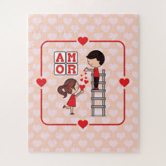 Puzzle Amor espagnol Valentine Love Drop Hearts