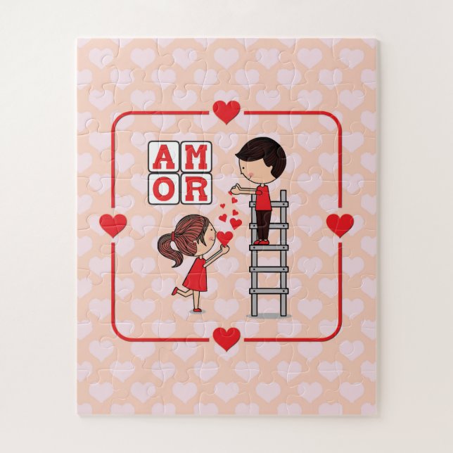 Puzzle Amor espagnol Valentine Love Drop Hearts (Vertical)