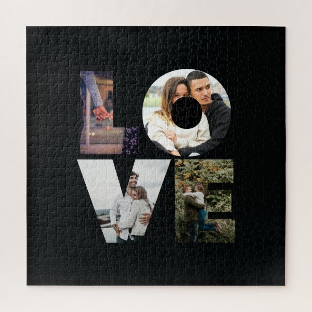 Puzzle AMOUR - 4 couples/famille Photo Collage noir solid (Vertical)