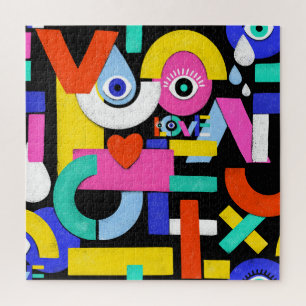 Puzzle Amour Abstrait, yeux : motif coloré