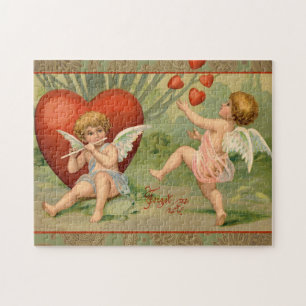 Puzzle Amour Cupidons Antique Vintage Saint-Valentin