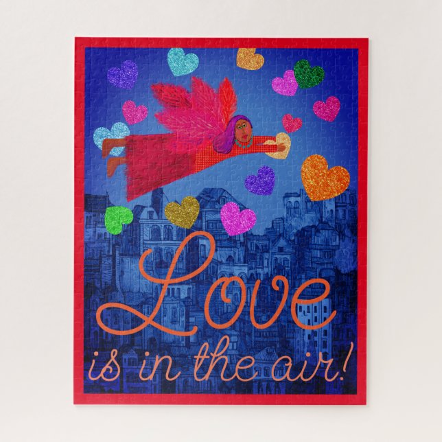 Puzzle Amour dans l'Air Angel et les Coeurs Valentine (Vertical)