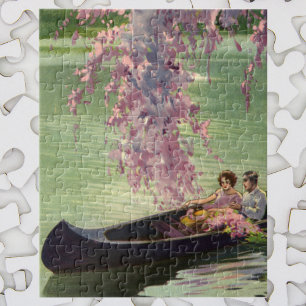 Puzzle Amour et romance vintage, promenade en canot roman