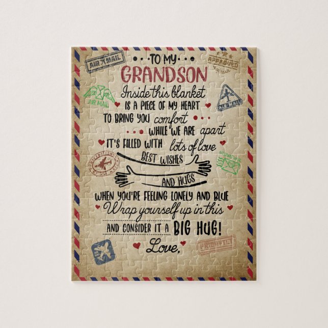Puzzle Amour Grandson | Lettre à mon petit-fils de grand- (Vertical)
