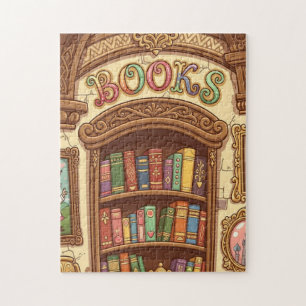 Puzzle Amoureux de livres Étagère à livres de dessin anim