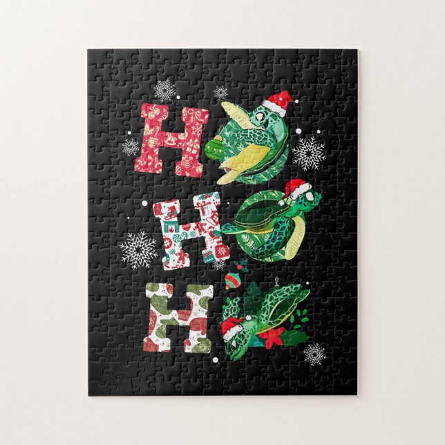 Puzzle Amoureux de Noël de tortue drôle (Vertical)