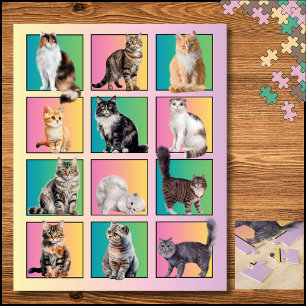 Puzzle Amoureux des chats Bloc couleur Collage Pastel Puz