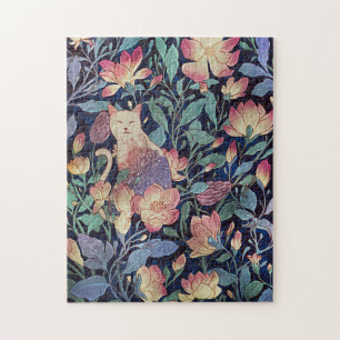 Puzzle Amoureux des chats Chat Et Fleur Magnolia