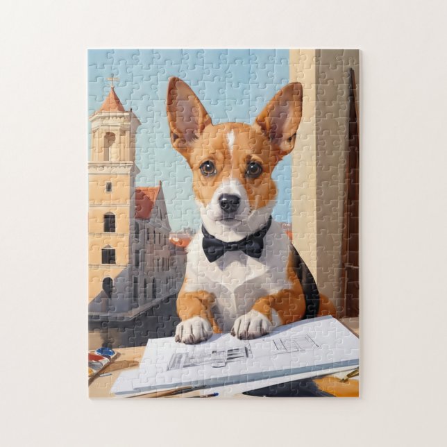Puzzle Amoureux des chiens de Charming Corgi Architect (Vertical)