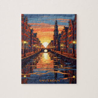 Puzzle Amsterdam Postcard Holland Vintage Travel