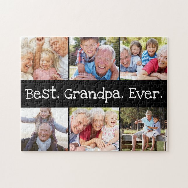 Puzzle Amusant Meilleur Grand-Père Ever 6 photo Collage (Horizontal)