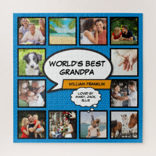 Puzzle Amusants Grand-Père bande dessinée Bleu Photo Coll