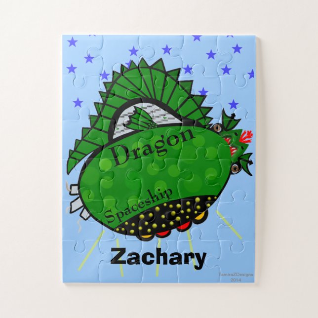 Puzzle Amusants Green Dragon vaisseau spatial Red Fire Mo (Vertical)