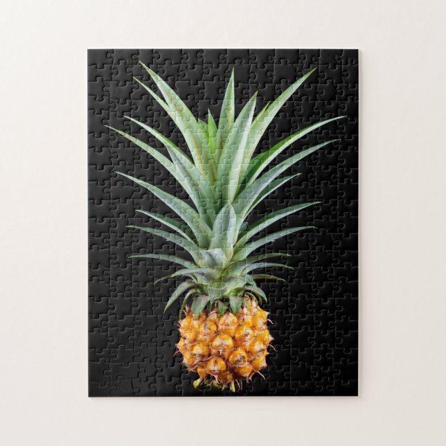 Puzzle Ananas avec grande coiffure sur arrière - plan noi (Vertical)