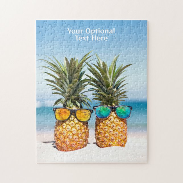 Puzzle Ananas de plage de texte personnalisé (Vertical)