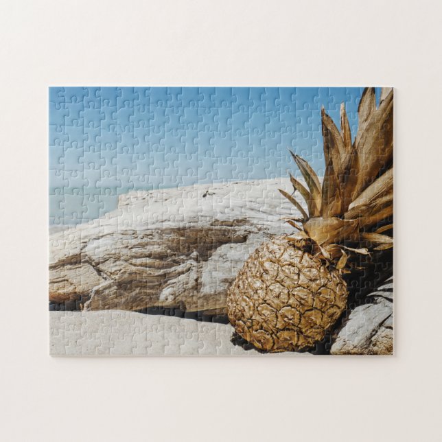 Puzzle Ananas d'or sur la plage (Horizontal)