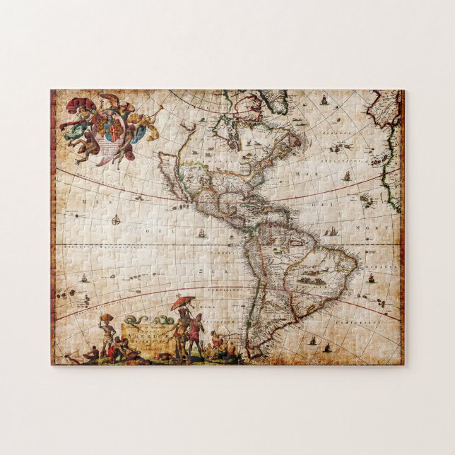 Puzzle Ancienne carte du continent américain (Horizontal)