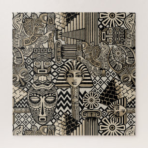 Puzzle Ancient Historical Symbols Tattoo Style