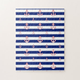 Puzzle Ancres sur les rayures Décor Nautique