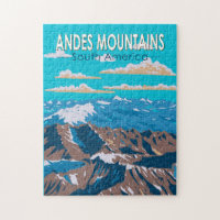 Andes Mounts Amérique du Sud Voyage Art Vintage