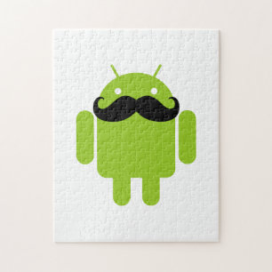 Puzzle Android Robot Whimsical Mustache Style