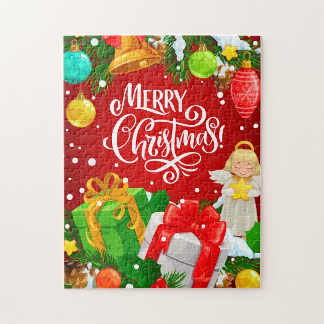 Puzzle Ange de Noël et cadeaux (Vertical)