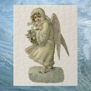 Puzzle Ange de Noël vintage Fleurs, découpage victorien