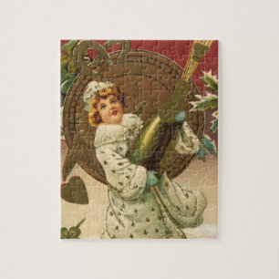 Puzzle Ange du Nouvel An Champagne Victorien Vintage