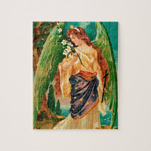 Puzzle Ange tenant une branche florale