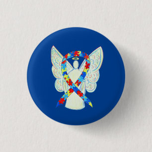 Puzzle Angel Autism Awareness Ribbon Art Pins