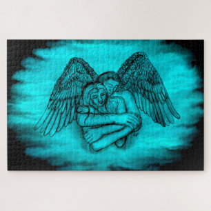 Puzzle Angel Eros en amour, design noir et vert
