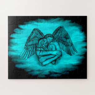 Puzzle Angel Eros en amour, design noir et vert