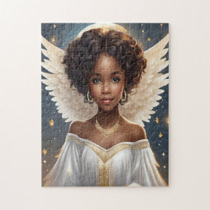 Puzzle Angel noir gracieux avec halo