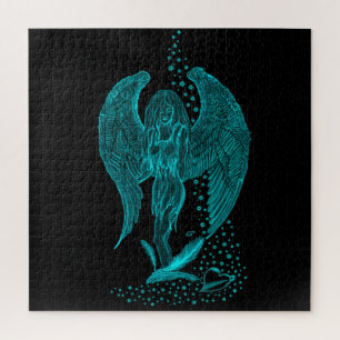 Puzzle Angel perdu en amour, noir et vert Design