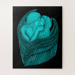 Puzzle Angels Kissing, noir et vert Design