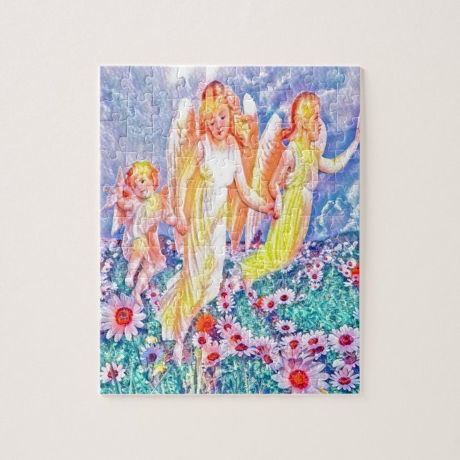 Puzzle Anges d'arc-en-ciel dans le domaine de fleur (Vertical)