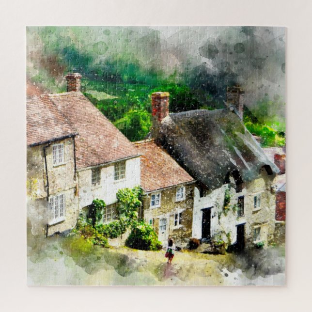 Puzzle anglais, Angleterre, village, maisons, campagne, c (Vertical)