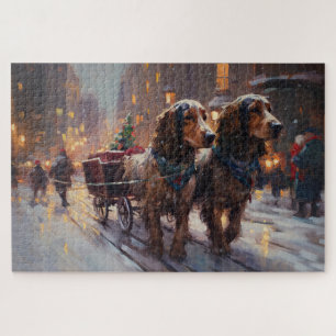 Puzzle Anglais Cocker Spaniel Noël Festin Saison