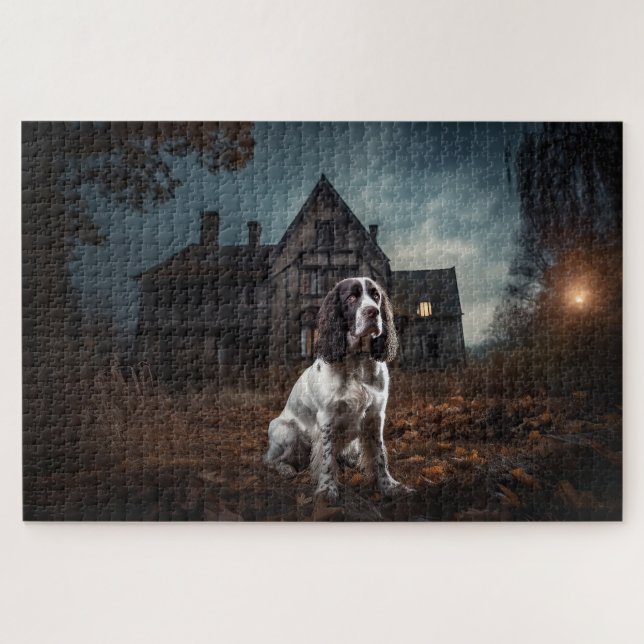 Puzzle Anglais Springer espagnol Halloween effroi (Horizontal)