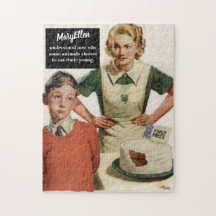 Puzzle Angry Mom and Ruined Cake — Vintage Funny