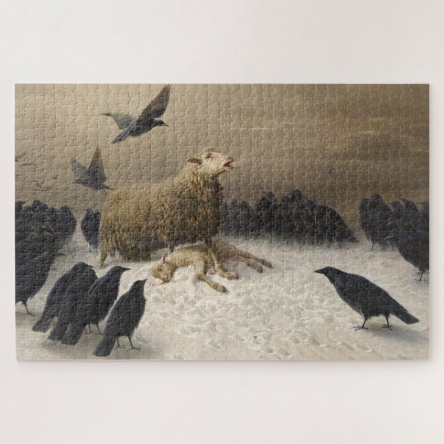 Puzzle Anguish : Mouton avec un agneau mort (Horizontal)